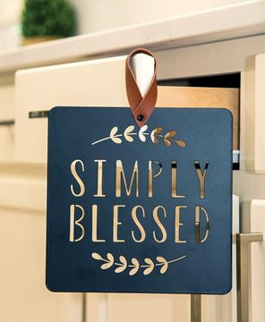 Simply Blessed black metal cut out sign