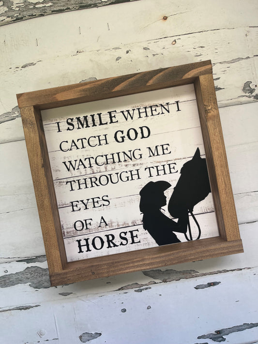 I Smile When I Catch God Small Framed Sign