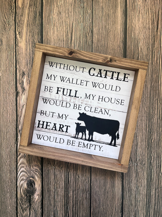 Without Cattle my Wallet Would Be Empty Small Framed Sign