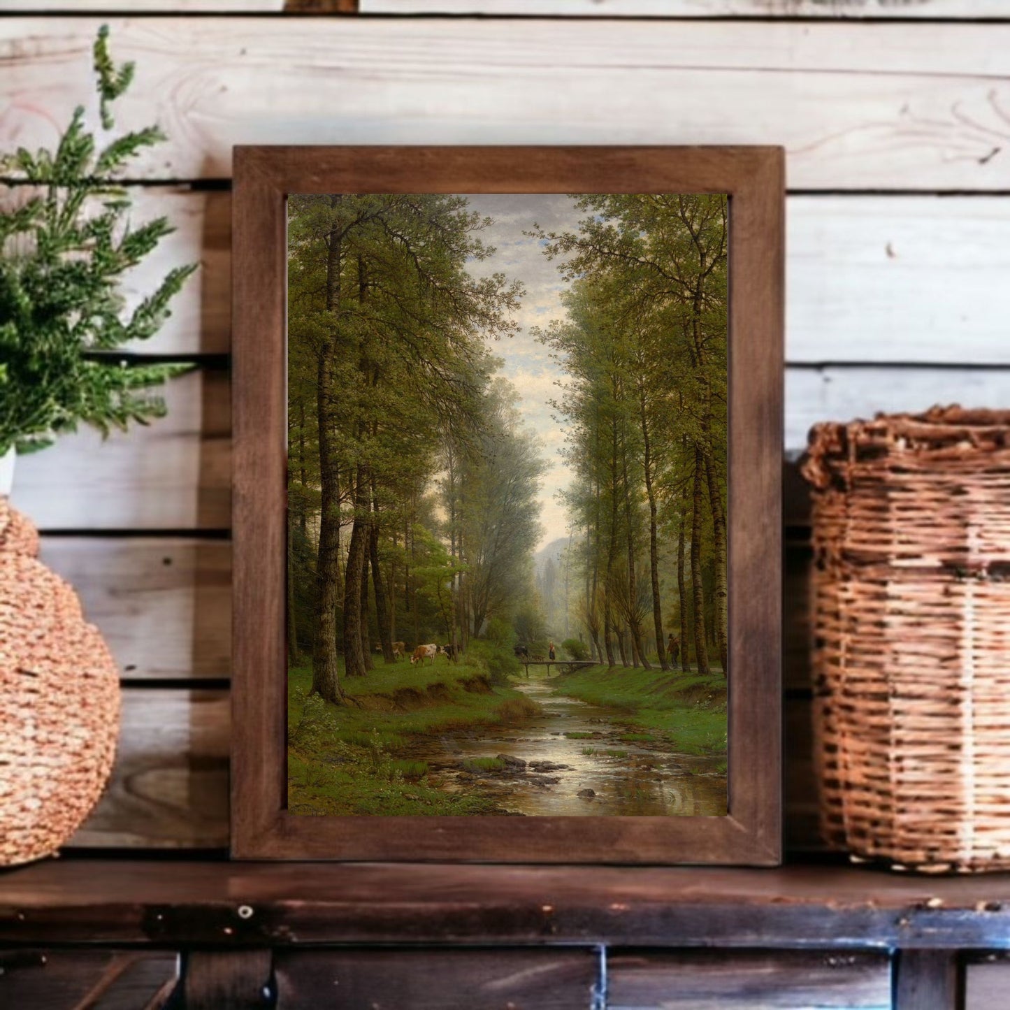 Cattle In Forest Vintage Art