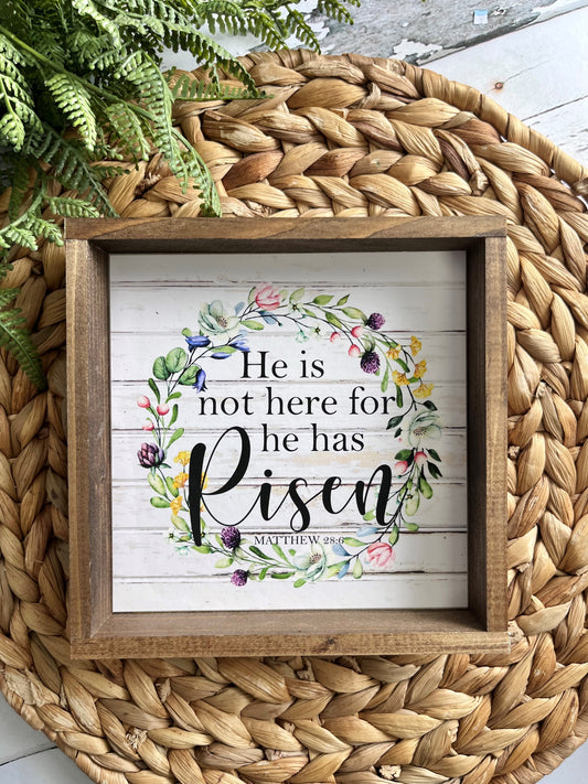 He Is Not Here For He Has Risen Small Framed Sign