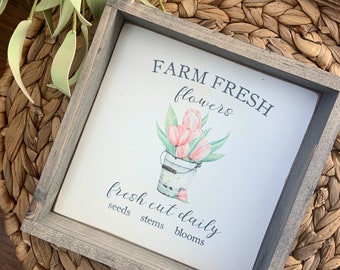 Farm Fresh Tulips Small Framed Sign