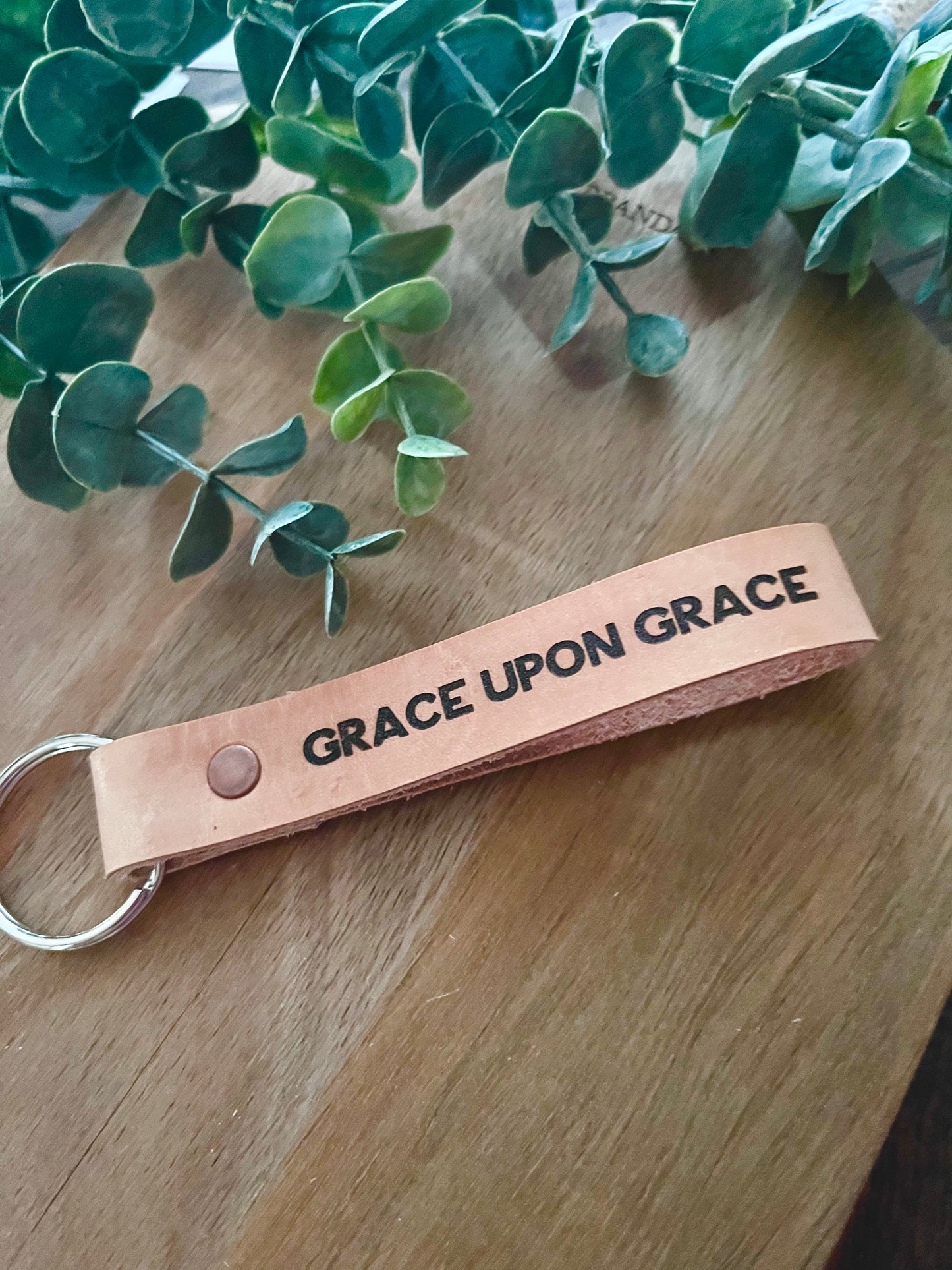 Grace Upon Grace - Genuine Leather Keychain