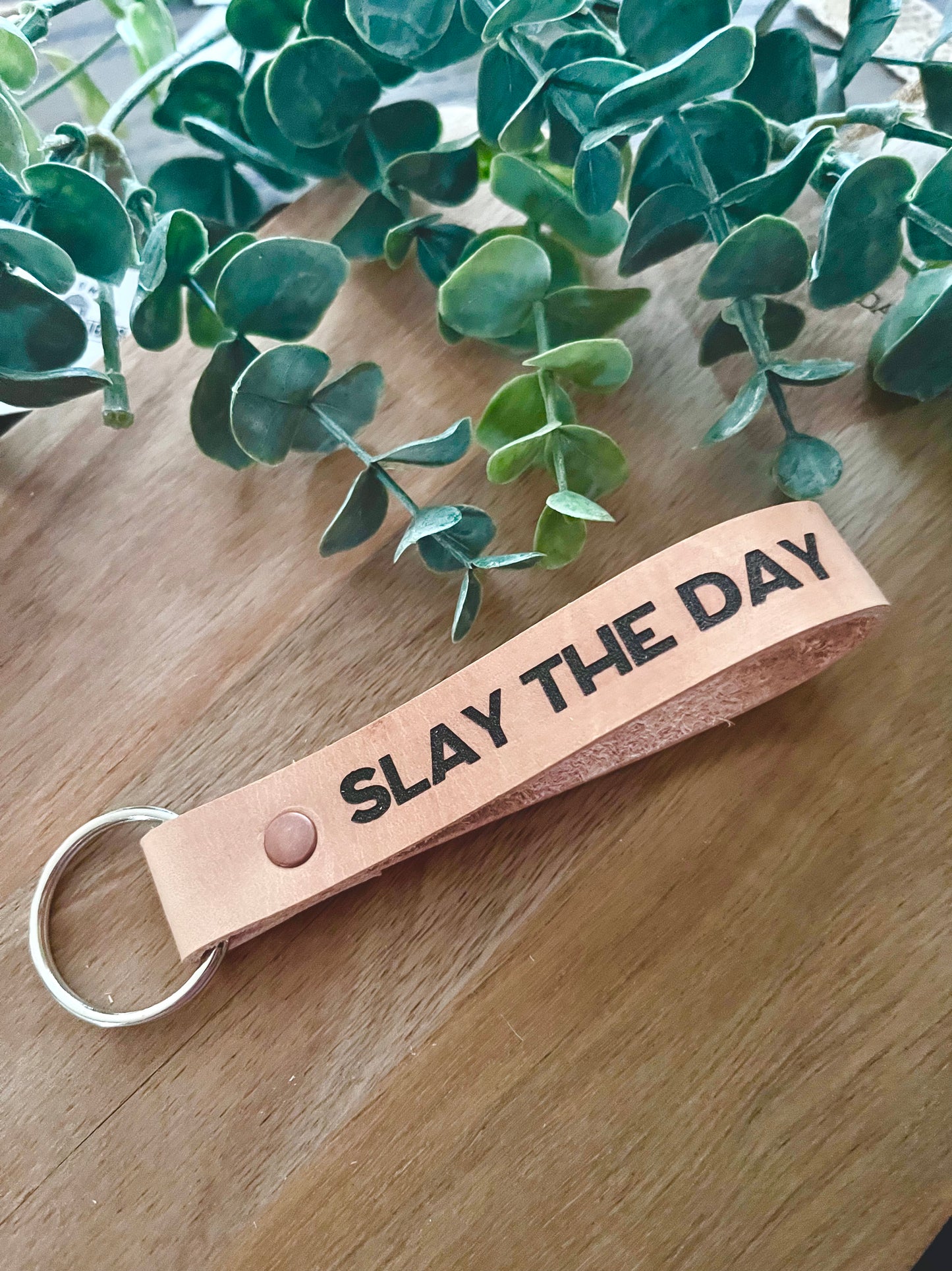 Slay the Day - Genuine Leather Keychain