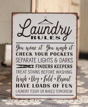 Laundry Rules Distressed Metal sign